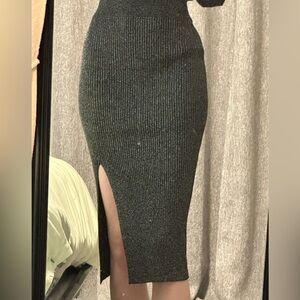 Black Ribbed Club Monaco Skirt